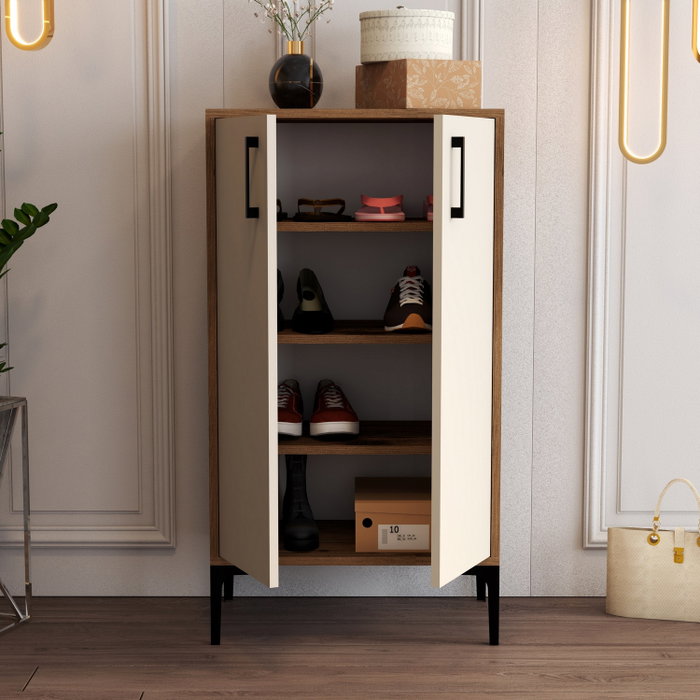 Hanah Home Zapatero Prag - Nogal y Crema